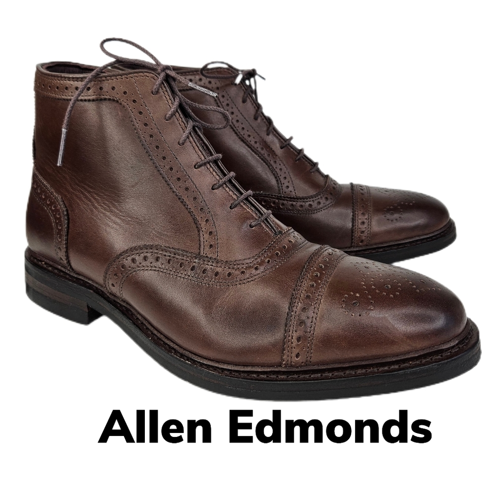 Allen Edmonds Hamilton Weather Proof Brown Leather Oxfords Dress Boots Sz 9D